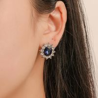 Fashion Set Jewelry Sun Flower Zircon Ear Sapphire Necklace Pendant main image 3