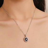 Fashion Set Jewelry Sun Flower Zircon Ear Sapphire Necklace Pendant main image 4