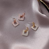 925 Silver Pin Fashion Short Micro-inlaid Zircon Square Earrings Small Wild Girl Temperament Earrings Popular New main image 3