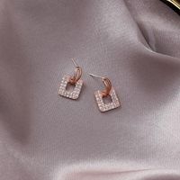 925 Silver Pin Fashion Short Micro-inlaid Zircon Square Earrings Small Wild Girl Temperament Earrings Popular New main image 4