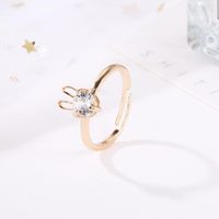 New Cute Rabbit Copper Inlaid Zircon Ring Opening Adjustable Ring main image 5