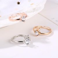 New Cute Rabbit Copper Inlaid Zircon Ring Opening Adjustable Ring main image 3