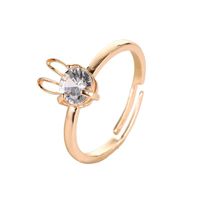 New Cute Rabbit Copper Inlaid Zircon Ring Opening Adjustable Ring main image 6