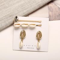 New Shell Hairpin Earrings Set Creative Shell Necklace Hairpin Combination Set main image 3