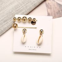 New Shell Hairpin Earrings Set Creative Shell Necklace Hairpin Combination Set main image 4