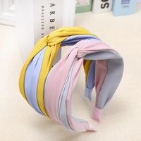 Temperament Lady Headband Wide-brimmed Hair Color Matching Fabric Cross Knotted Headband main image 3