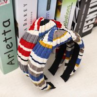 Rainbow Striped Knit Headband Sweet Beauty Female European And American Wool Headband Hairpin main image 5