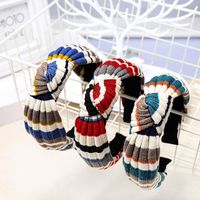 Rainbow Striped Knit Headband Sweet Beauty Female European And American Wool Headband Hairpin main image 2