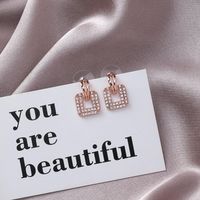 925 Silver Pin Fashion Short Micro-inlaid Zircon Square Earrings Small Wild Girl Temperament Earrings Popular New sku image 1