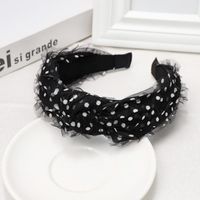 Lace Silk Gauze Cloth Headband Small Fresh Wave Dot Floral Knot Wide Side Headband sku image 2