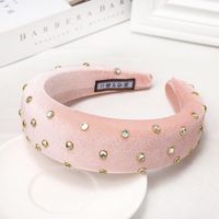 Headband Rhinestones Europe And America Exaggerated Sponge Wide-brimmed Headband Thickening Gold Velvet sku image 2