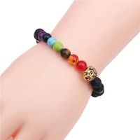 Natural Stone Colorful Chakra Energy Yoga Bracelet 8mm Volcanic Stone Lion Head Bracelet main image 4