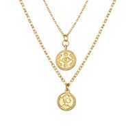New Coin Double Pendant Necklace Seal Head Clavicle Chain main image 3