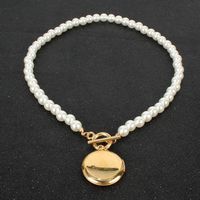 New Simple Retro Necklace Female Plated Gold Imitation Pearl Necklace Jewelry main image 3