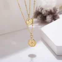 New Coin Double Pendant Necklace Seal Head Clavicle Chain main image 4