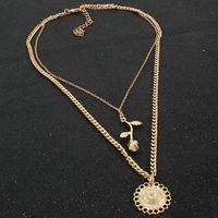 Jewelry Personality Trend Multi-layer Metal Alloy Flower Pendant Necklace Female main image 4
