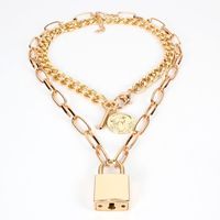 Item Fashion Pop Wild Multi-layer Metal Chain Lock Necklace Female main image 3