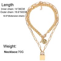 Item Fashion Pop Wild Multi-layer Metal Chain Lock Necklace Female main image 6