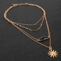 Personalized Accessories, Sun Flower Pendant, Multi-layer Necklace Female main image 4