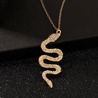 Creative Pop Serpent Necklace Metal Diamond Pendant main image 1