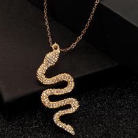 Creative Pop Serpent Necklace Metal Diamond Pendant main image 5