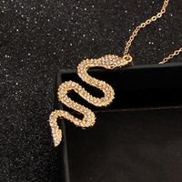 Creative Pop Serpent Necklace Metal Diamond Pendant main image 4