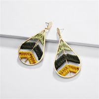 Jewelry Earrings Alloy Color Cotton Woven Hollow Leaves Female Earrings main image 2
