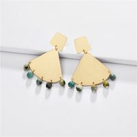Jewelry Earrings Natural Stone Beads Geometric Fan Pendant Female Earrings New main image 1