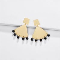 Jewelry Earrings Natural Stone Beads Geometric Fan Pendant Female Earrings New main image 4