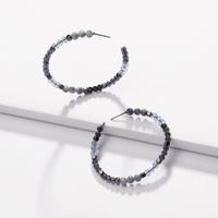 C Circle Crystal Natural Stone Beads Earrings main image 4
