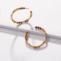 C Circle Crystal Natural Stone Beads Earrings main image 5