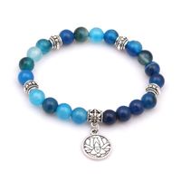 Natural Colorful Agate Beaded Bracelet Yoga Lotus Cross Pendant sku image 1