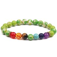 Natural Colorful Chakra Emperor Stone Beaded Bracelet Seven Chakras Yoga Energy Beads Bracelet sku image 1