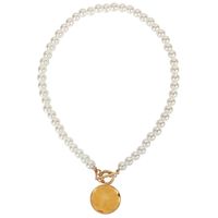 New Simple Retro Necklace Female Plated Gold Imitation Pearl Necklace Jewelry sku image 1