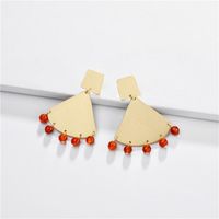 Jewelry Earrings Natural Stone Beads Geometric Fan Pendant Female Earrings New sku image 1