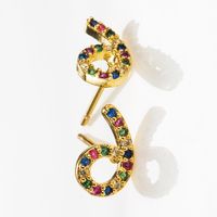 Stylish Letter-shaped Copper With Colored Zircon Earrings Nhln155948 main image 3