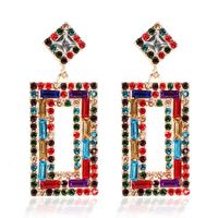 Européenne Et Américaine De La Mode Exagérée Géométrie Rectangulaire Strass Boucles D'oreilles Femelle Strass Gouttes Pour Les Oreilles Boucles D'oreilles Femelle Zra F3510 main image 6