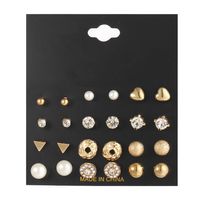 12 Pairs Of Zircon Crystal Heart Triangle Diamond Earrings Nhpj155954 main image 1
