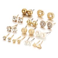 12 Pairs Of Zircon Crystal Heart Triangle Diamond Earrings Nhpj155954 main image 5