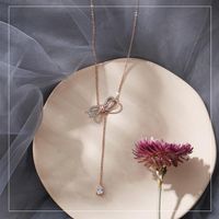 Sleek Minimalist Delicate Diamond Bow Necklace Nhdp155997 main image 3