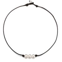 Hot Sale Künstliche Perlenkette Eine Perle Gebundenes Schlüsselbein Halskette Drei Perlen Handgemachte Schwarze Seil Halskette main image 6