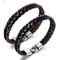 Grenz Überschreitende Versorgung  Heiß Verkaufte Europäische Und Amerikanische Schmuck Legierung Leder Armbänder Mode Einfache Kreuz Gewebte Leder Armbänder Männer sku image 1