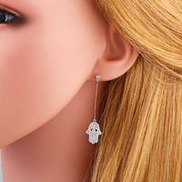 Longue Européen Et Américain Boucles D'oreilles Pour Femmes En Gros Sterling Argent Aiguille Fille Gland Palm Boucles D'oreilles Coréenne Style Boucles D'oreilles Boucles D'oreilles Err77 main image 6