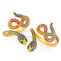 Exquisite Snake Ring Gold-plated Micro-set Color Zircon Ring Opening Adjustable main image 1