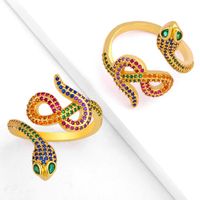 Exquisite Snake Ring Gold-plated Micro-set Color Zircon Ring Opening Adjustable main image 3