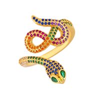 Exquisite Snake Ring Gold-plated Micro-set Color Zircon Ring Opening Adjustable main image 4
