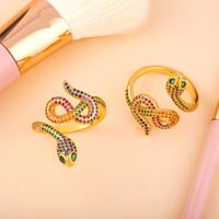 Exquisite Snake Ring Gold-plated Micro-set Color Zircon Ring Opening Adjustable main image 6