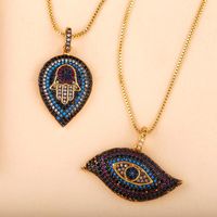 Fashion Necklace Micro-set Black Zircon Eyes Palm Drop Pendant Female Jewelry main image 6