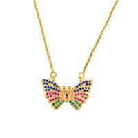 Ins Beliebte Neue Love Brief Halskette, Internet-promi, Der Gleiche Stil, Koreanischer Schmetterling Mit Farbigen Diamanten Anhänger, Schlüsselbein Kette Nkp79 main image 3