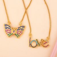 New Love Letter Necklace Butterfly Set Color Diamond Pendant Clavicle Chain main image 6